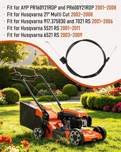 كابل التحكم في المنطقة 532191221 مناسب لـ Husqvarna AYP، 191221 | يصلح لقطع متعددة 5521 RS 6521 RS 7021 RS 917.375830 كابل التحكم في جزازة العشب 290-715 in Kuwait