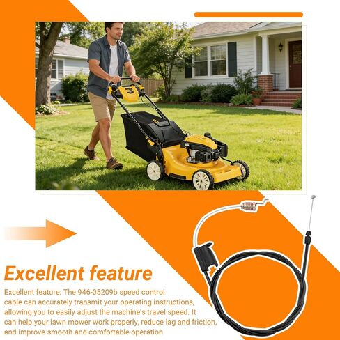 946-05209B كابل التحكم في السرعة لجزازة Cub Cade SC300IP، 746-05209 | يناسب Cub Cadet Z SC IP HW HW EQ EQ E 500 300، Craftsman Precision Plus 21 بوصة، استبدال 746-05209A in Kuwait