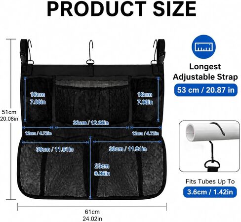 Above Ground Pool Float Storage, Hanging Mesh Pool Bag Organizer with 5 Pockets, Quick-Drain Pool Storage Net for Floats, Rafts, Inflatables, Water Toys & Beach Balls, 24 x 21 Inch in Kuwait