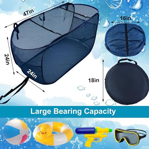 Pop-Up Pool Float Storage Bag,47x23.6x23.6inch Hanging Mesh Organizer Adjustable Pool Toy Storage Foldable Mesh Basket for Fence & Above Ground Poolside Storage Inflatable Floats, Rafts, Pool Toys in Kuwait