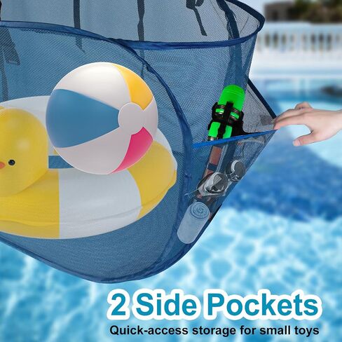 Pop-Up Pool Float Storage Bag,47x23.6x23.6inch Hanging Mesh Organizer Adjustable Pool Toy Storage Foldable Mesh Basket for Fence & Above Ground Poolside Storage Inflatable Floats, Rafts, Pool Toys in Kuwait