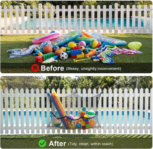 Extra Large Pool Float Storage Net, Swimming Pool Hanging Organizer Mesh Holder Elastic Poolside Fence Net with Small Mesh Bag for Inflatable Ball Float Ring in Kuwait