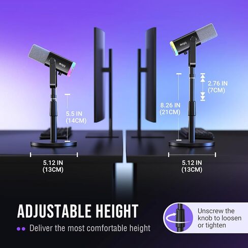 FIFINE Desktop Microphone Stand, Heavy-Duty Metal Adjustable Table Mic Stand with 5/8" Male to 3/8" Female Screw Adapter, 4 Non-Slip Pads Compatible with Microphones for Recording, Streaming-BS1 in Kuwait
