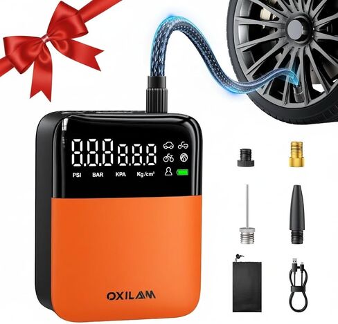 ضاغط الهواء المحمول في Oxilam C2 - 150psi 4x مضخة هواء أسرع لإطارات السيارات مع الإغلاق التلقائي ، 7800 مللي أمبير في الساعة و 12 فولت ، مقياس رقمي ، مصباح LED للسيارات ، الدراجات النارية ، الدراجات ، الكرات in Kuwait