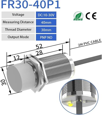 1 Pcs M30 Long Distance Proximity Sensor 12-24V DC NPN PNP Sensing Range 20mm 25mm 40mm Industrial Non-Contact Sensor Switch in Saudi Arabia