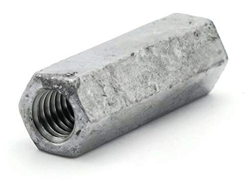 Coupling Nut Hot Dipped Galvanized - 1/2"-13 (11/16" F x 1-3/4" L) - Qty-25 in Kuwait