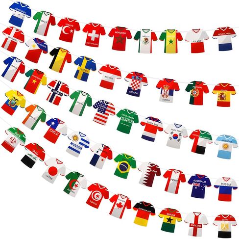 2026 زينة كأس العالم لكرة القدم جيرسي العلم الرايات راية، 49 قطعة سلسلة أعلام الدولة الدولية جارلاند كأس العالم 2026 البضائع، كأس العالم الطرف الديكور كرة القدم الرياضة تحت عنوان الأطراف حفلة عيد ميلاد تفضل in Kuwait