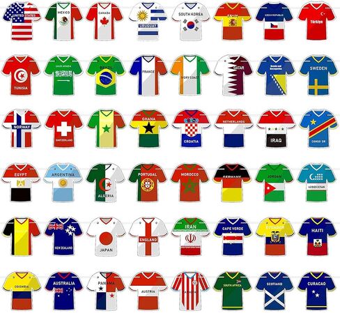 2026 كأس العالم لكرة القدم جيرسي راية الرايات، أفضل 48 فريقًا دوليًا سلسلة أعلام مزدوجة الجوانب للمنزل في الهواء الطلق، البار، النادي، الحديقة، ديكور حفلات التخرج وأعياد الميلاد in Kuwait