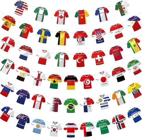 2026 World Cup Soccer Jersey Flags Banners, 49 Pcs International Country Flags, World Cup Decorations for Football Party Decorations Olympic Events, Outdoor Celebrations (Not Among the top 48 Teams in Kuwait