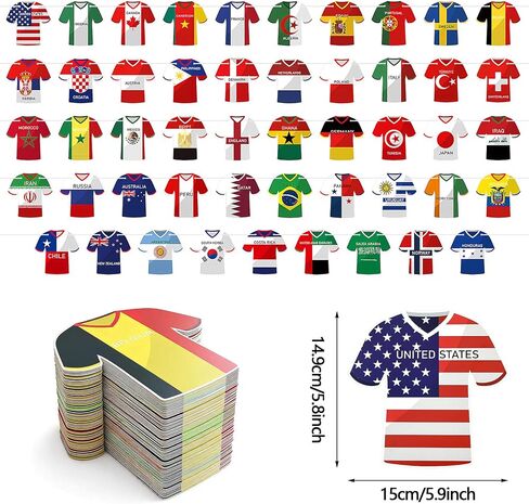 2026 World Cup Soccer Jersey Flags Banners, 49 Pcs International Country Flags, World Cup Decorations for Football Party Decorations Olympic Events, Outdoor Celebrations (Not Among the top 48 Teams in Kuwait