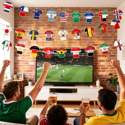 2026 World Cup Soccer Jersey Flags Banners, 49 Pcs International Country Flags, World Cup Decorations for Football Party Decorations Olympic Events, Outdoor Celebrations (Not Among the top 48 Teams in Kuwait