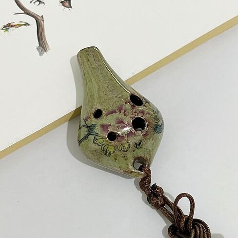 6 Hole Ceramic Ocarina Alto C,Tuned Clay Ocarina Instrument for Beginners and Adults,Vintage Style Traditional Ocarina,Musical Gift for Beginner in Kuwait