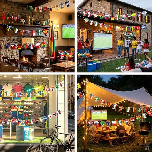 2026 World Cup Soccer Jersey Flags Banners, 49 Pcs International Country Flags, World Cup Decorations for Football Party Decorations Olympic Events, Outdoor Celebrations (Not Among the top 48 Teams in Kuwait