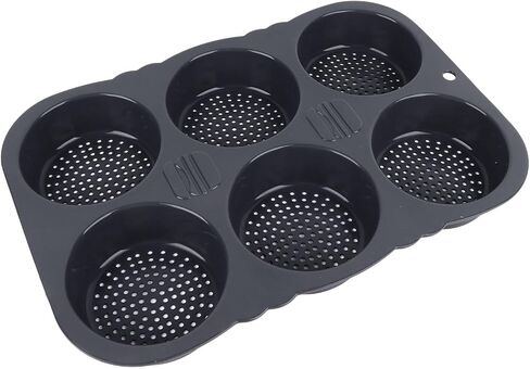 Free 6 Cavity Hamburger Bun Pan Flexible Silicone Baking Mould for Versatile Kitchen Baking in Kuwait
