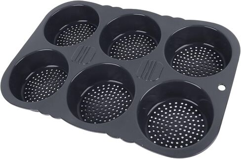 Free 6 Cavity Hamburger Bun Pan Flexible Silicone Baking Mould for Versatile Kitchen Baking in Kuwait