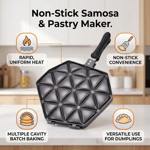 Haofy Samosa Maker Pan Nonstick Aluminum Alloy Baking Plate Heats Quickly Evenly for Dumpling Pastry Snack Party Home Kitchen Cooking Tool Set Easy Use Clean in Kuwait