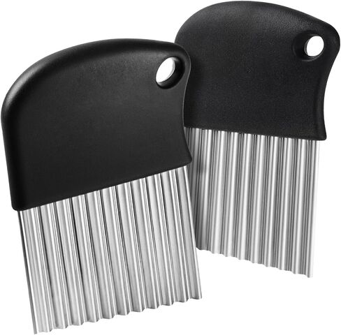 Crinkle Cutter,2Pcs Waffle Fry Cutter for Potatoes | Crinkle Cut Fries Maker, French Fries Cutter, Fry Cutter for Home & Commercial Use in Kuwait