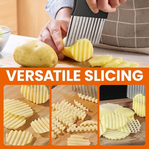 Crinkle Cutter,2Pcs Waffle Fry Cutter for Potatoes | Crinkle Cut Fries Maker, French Fries Cutter, Fry Cutter for Home & Commercial Use in Kuwait