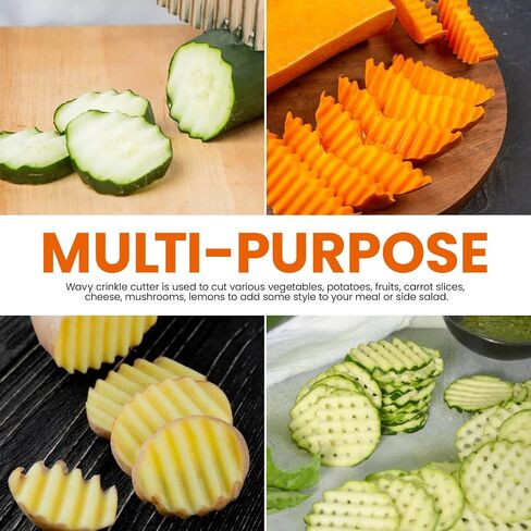 Crinkle Cutter,2Pcs Waffle Fry Cutter for Potatoes | Crinkle Cut Fries Maker, French Fries Cutter, Fry Cutter for Home & Commercial Use in Kuwait