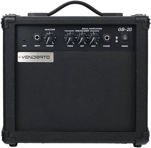 Electric Bass Amplifier 20w amp Black Color Multi Band Treble Middle bass mp3 Headphone Jack Portable for Starter Beginner Practice Travel bass Amp noiseless Cable Picks and Adapter with in Kuwait