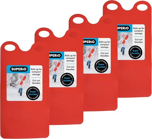 Superio Snow Slider Mat, Flexible Snow Sled Flying Carpet, Roll up Sleds for Kids 36" Lightweight Portable Plastic Snowboard Sled (Red), 4 Pack in Kuwait