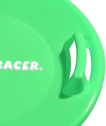Slippery Racer Heavy-Duty Cold Resistant Downhill Pro Adults and Kids Plastic Outdoor Winter Saucer Disc Snow Sled with Handles, Green (2 Pack) in Kuwait
