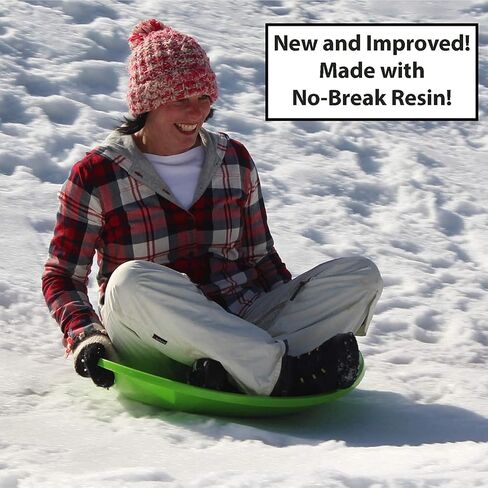 Flexible Flyer Flying Saucer 26 Inch Round Plastic Sled Snow Toy, 1 Person Winter Sled w/Hand Grips for Kids and Adults, Ages 4 Years and Up, Orange in Kuwait