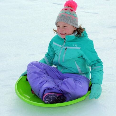 Flexible Flyer Flying Saucer 26 Inch Round Plastic Sled Snow Toy, 1 Person Winter Sled w/Hand Grips for Kids and Adults, Ages 4 Years and Up, Orange in Kuwait