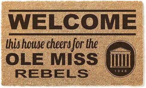 KH Sports Fan Ole Miss Rebels Welcome Coir Doormat, 18x30 Inches, Rebels Outdoor Rug; Display Your Team Spirit with This Unique Mississippi Rebels Doormat in Kuwait