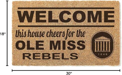 KH Sports Fan Ole Miss Rebels Welcome Coir Doormat, 18x30 Inches, Rebels Outdoor Rug; Display Your Team Spirit with This Unique Mississippi Rebels Doormat in Kuwait