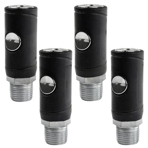 K7241 وصلة توصيل هواء آمنة للضاغط - لاستبدال ملحقات أدوات الهواء Rapidair K7241-4Pack - وصلة هواء لإطلاق زر الضغط - هيكل 1/4 بوصة 1/2 بوصة MNPT 190 PSI 4 حزم على الطراز الصناعي in Kuwait