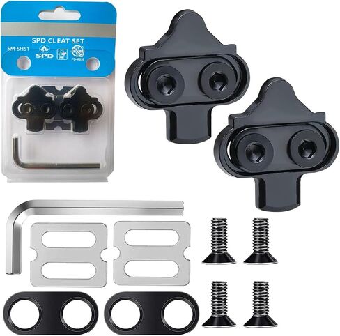 مرابط الدراجة SPD متوافقة مع مشابك دواسات Shimano SPD SH51 SH-56 سهلة الفك، تتضمن مفتاح ألين متين لـ MTB، أحذية ركوب الدراجات الداخلية (أسود) in Kuwait