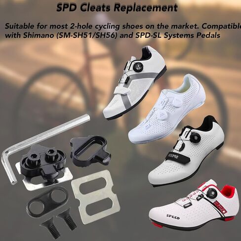 مرابط الدراجة SPD متوافقة مع مشابك دواسات Shimano SPD SH51 SH-56 سهلة الفك، تتضمن مفتاح ألين متين لـ MTB، أحذية ركوب الدراجات الداخلية (أسود) in Kuwait