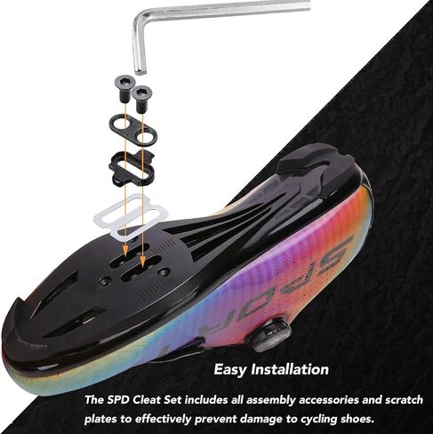 مرابط الدراجة SPD متوافقة مع مشابك دواسات Shimano SPD SH51 SH-56 سهلة الفك، تتضمن مفتاح ألين متين لـ MTB، أحذية ركوب الدراجات الداخلية (أسود) in Kuwait