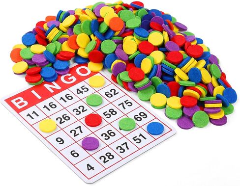 600 Pcs Quiet Bingo Chips Set Red Yellow Blue Purple Green Orange Math Bingo Counting Chips Teaching Aids Themed Party Daily Supplies for Game Activities in Kuwait