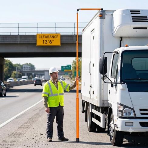 Height Stick for Trucks 15FT, Dual Scale Non-Conductive Epoxy Resin Pole | Dual scale in & cm; non-conductive epoxy resin; twist-lock; heavy-duty poles; for semi trucks & flatbed; with storage bag in Kuwait