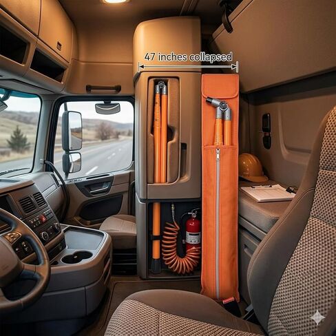 Height Stick for Trucks 15FT, Dual Scale Non-Conductive Epoxy Resin Pole | Dual scale in & cm; non-conductive epoxy resin; twist-lock; heavy-duty poles; for semi trucks & flatbed; with storage bag in Kuwait