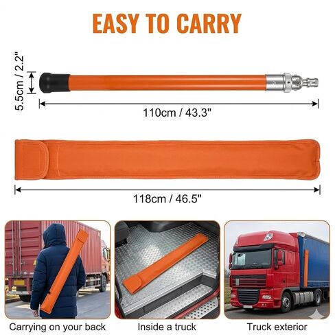 Height Stick for Trucks 15FT, Dual Scale Non-Conductive Epoxy Resin Pole | Dual scale in & cm; non-conductive epoxy resin; twist-lock; heavy-duty poles; for semi trucks & flatbed; with storage bag in Kuwait