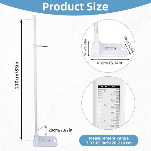 Height Measuring Rod freestanding Portable, Adjusting Height from 8-82 inch/20-210 cm, Medical Portable Stadiometer Height Rod, Unit with cm and inch, Height Measuring Device for Home, Gym, Office in Kuwait