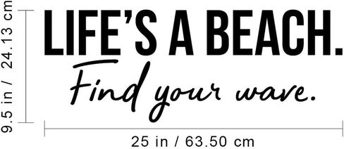 ملصق حائط فني من الفينيل - Life's A Beach Find Your Wave - 9.5 بوصة × 25 بوصة - ملصق ديكور حديث رائع ملهم للمنزل وغرفة النوم وغرفة المعيشة والعمل والمكتب in Kuwait