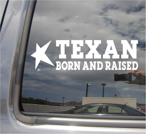 - Texan Born and Raised - Texas State Pride Lone Star - خوذة دراجة نارية للسيارات والشاحنات وقبعة صلبة للسيارات والسيارات والكمبيوتر المحمول من الفينيل ملصق جداري للنافذة 10402 in Kuwait