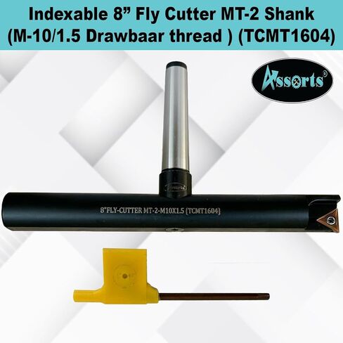 8″ Balanced Fly Cutter Indexable Face Milling Cutter with MT2 Shank (M10 × 1.5 Drawbar Thread), Single TCMT1604 Insert, Torx Screw & Star Key Included in Kuwait