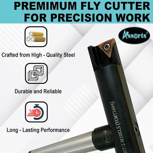 8″ Balanced Fly Cutter Indexable Face Milling Cutter with MT2 Shank (M10 × 1.5 Drawbar Thread), Single TCMT1604 Insert, Torx Screw & Star Key Included in Kuwait