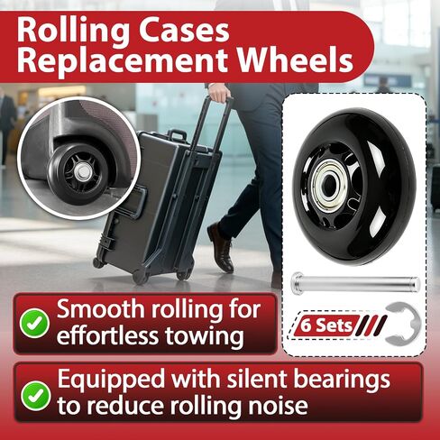 6 Sets Replacement Wheels Compatible with Pelican Storm iM2500 iM2620 iM2720 iM2950 iM2975 iM3410, Heavy Duty Durable Travel Case Wheels for Luggage & Equipment Cases, Easy Install in Kuwait