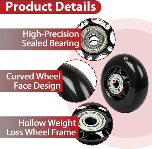 6 Sets Replacement Wheels Compatible with Pelican Storm iM2500 iM2620 iM2720 iM2950 iM2975 iM3410, Heavy Duty Durable Travel Case Wheels for Luggage & Equipment Cases, Easy Install in Kuwait