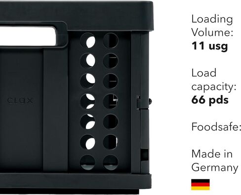 CLAX® The Original | Made in Germany | Multi Use Functional Collapsible Carts | Mobile Folding Trolley | Storage Cart Wagon | Shopping Cart with 2 Storage Crates (Black) in Kuwait
