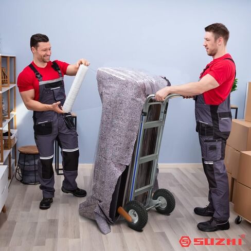 Suzhi Two Large Wheel Hand Truck Dolly Cart with Wheels Heavy Duty/with 2 Wheels / 600Lbs Load, 2 Straps for Furniture/Appliance/Carton/Warehouse/Office /10 Minutes to Install as Video in Kuwait