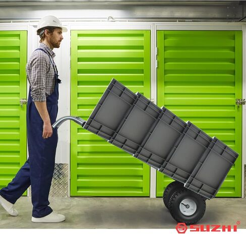 Suzhi Two Large Wheel Hand Truck Dolly Cart with Wheels Heavy Duty/with 2 Wheels / 600Lbs Load, 2 Straps for Furniture/Appliance/Carton/Warehouse/Office /10 Minutes to Install as Video in Kuwait