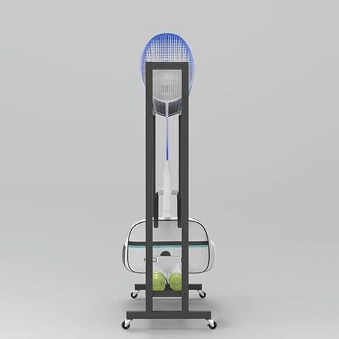 عربة معدات رياضية متنقلة شديدة التحمل على عجلات لمضارب كرة الريشة والتنس، حامل عرض ذو سعة كبيرة للأطفال والكبار، حل متين لتخزين المضارب in Kuwait