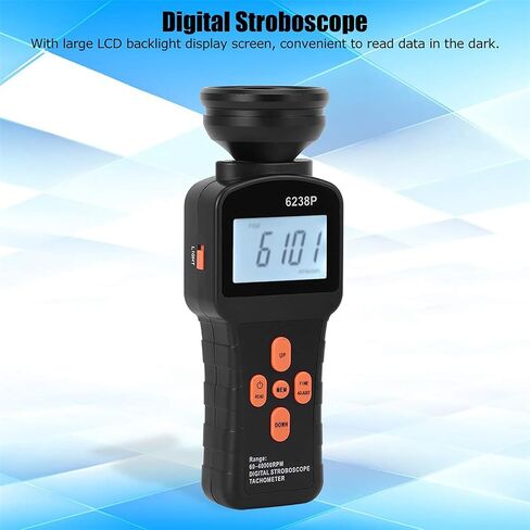 Digital Stroboscope Flash Tachometer, Digital Stroboscope Tachometer Portable Flash Meter, 60-40000 RPM Measuring Range & Accuracy 0.05％, for Rotating Equipment and Motors in Saudi Arabia
